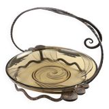 Glass and metal Art Deco Fruit Bowl, France 1920s