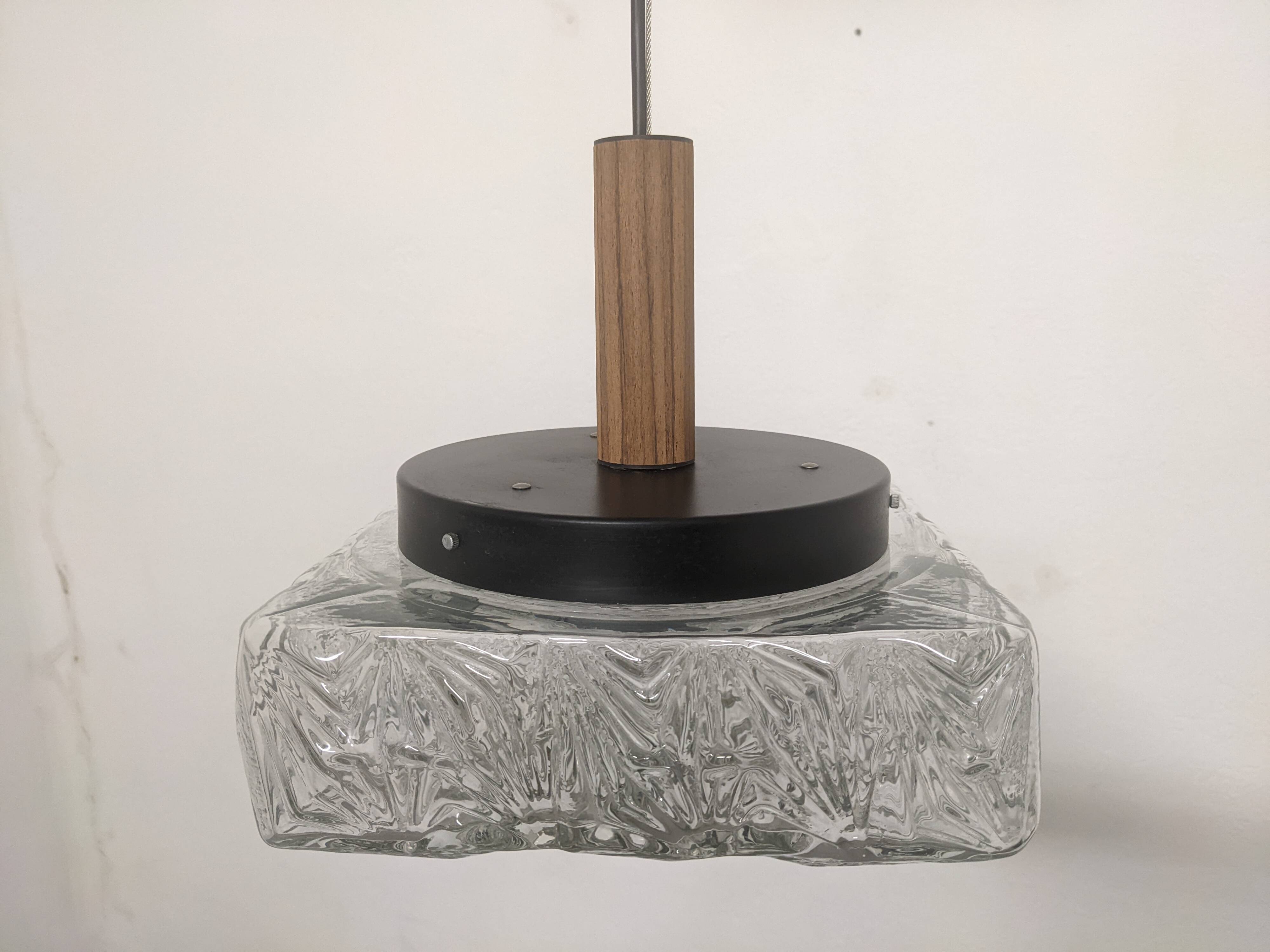 Square glass pendant light by Limburg, Germany circa 1970