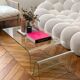 Vintage coffee table in curved corrugated tempered glass minimalist design