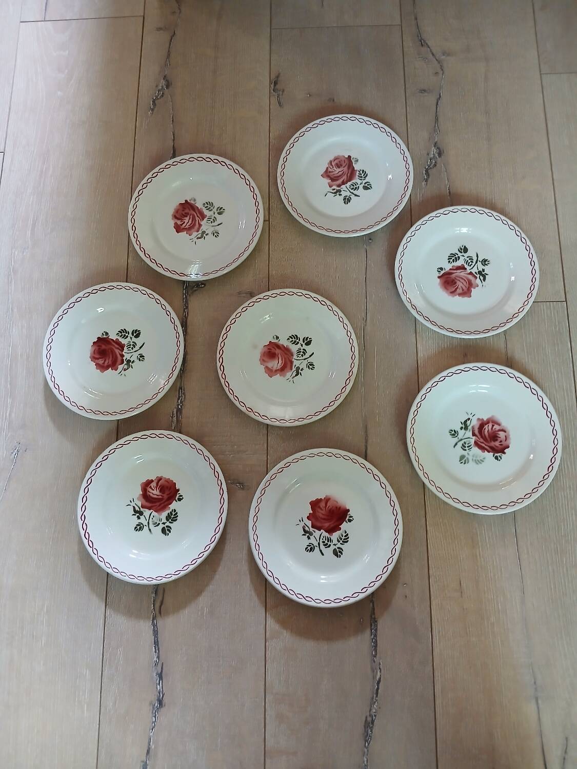 8 old Badonviller dessert plates