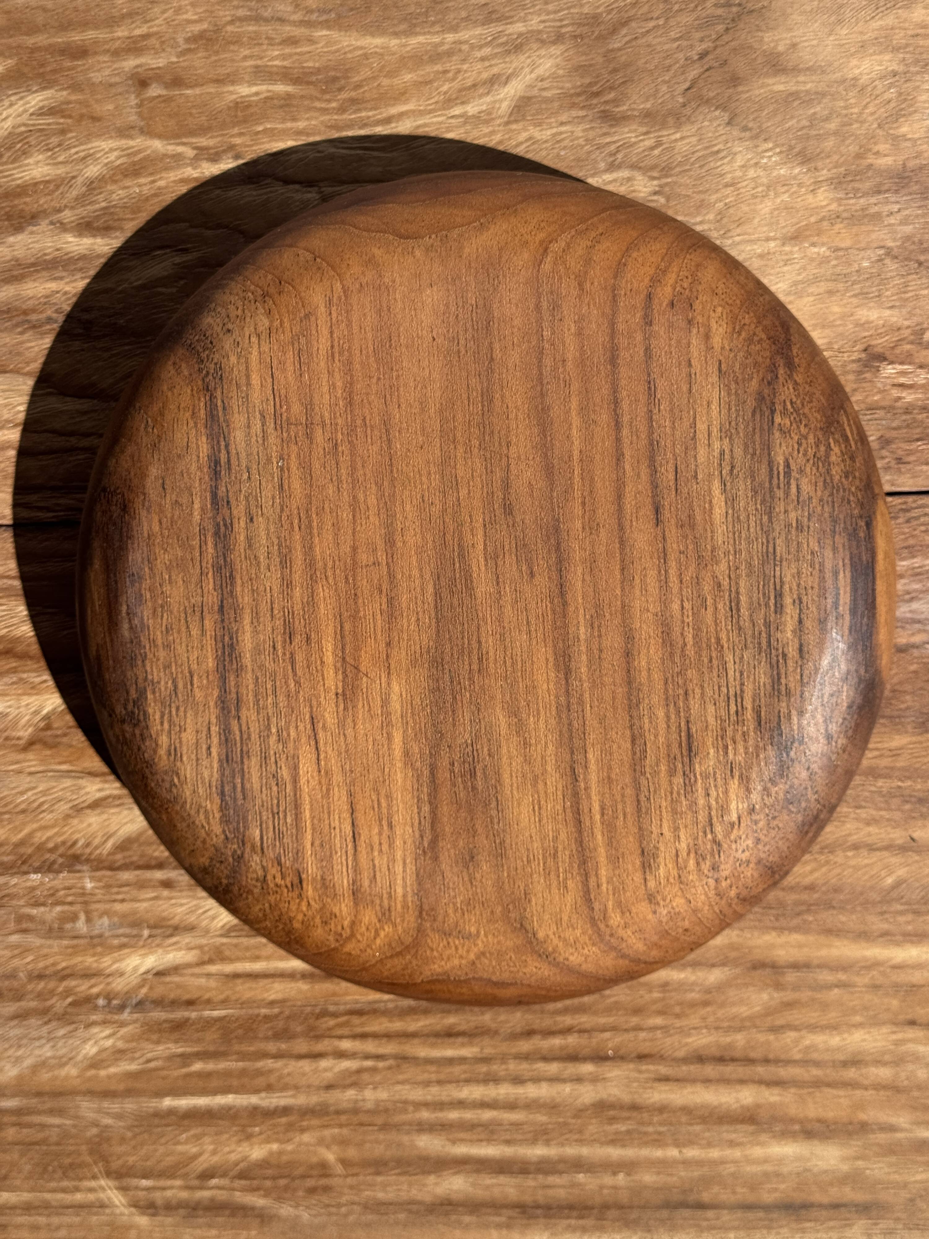 Bowl, cut or presentation plate in monoxyle teak D21 H5