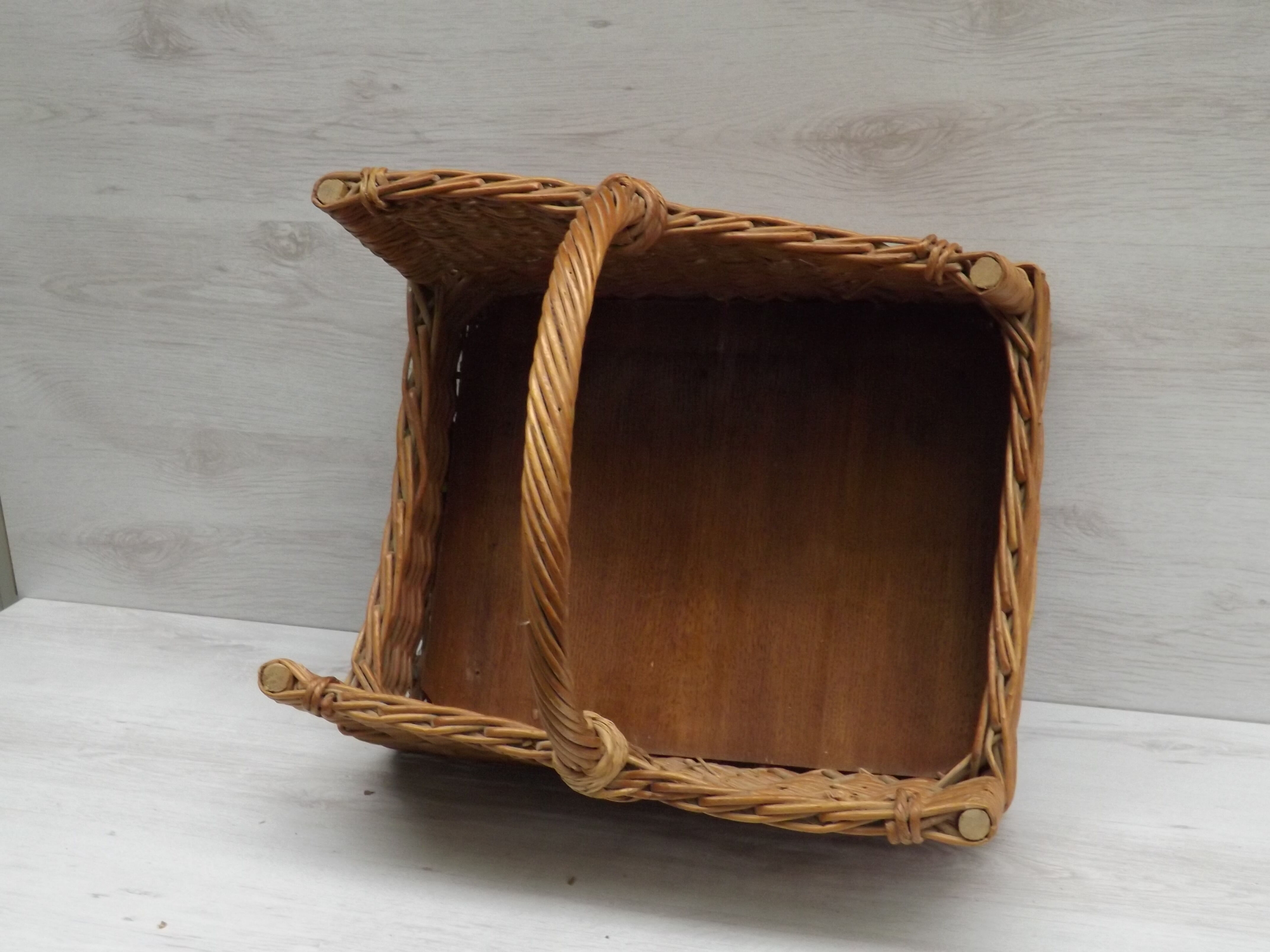 Old door basket wood logs in rattan