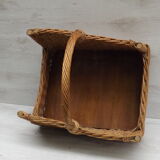 Old door basket wood logs in rattan
