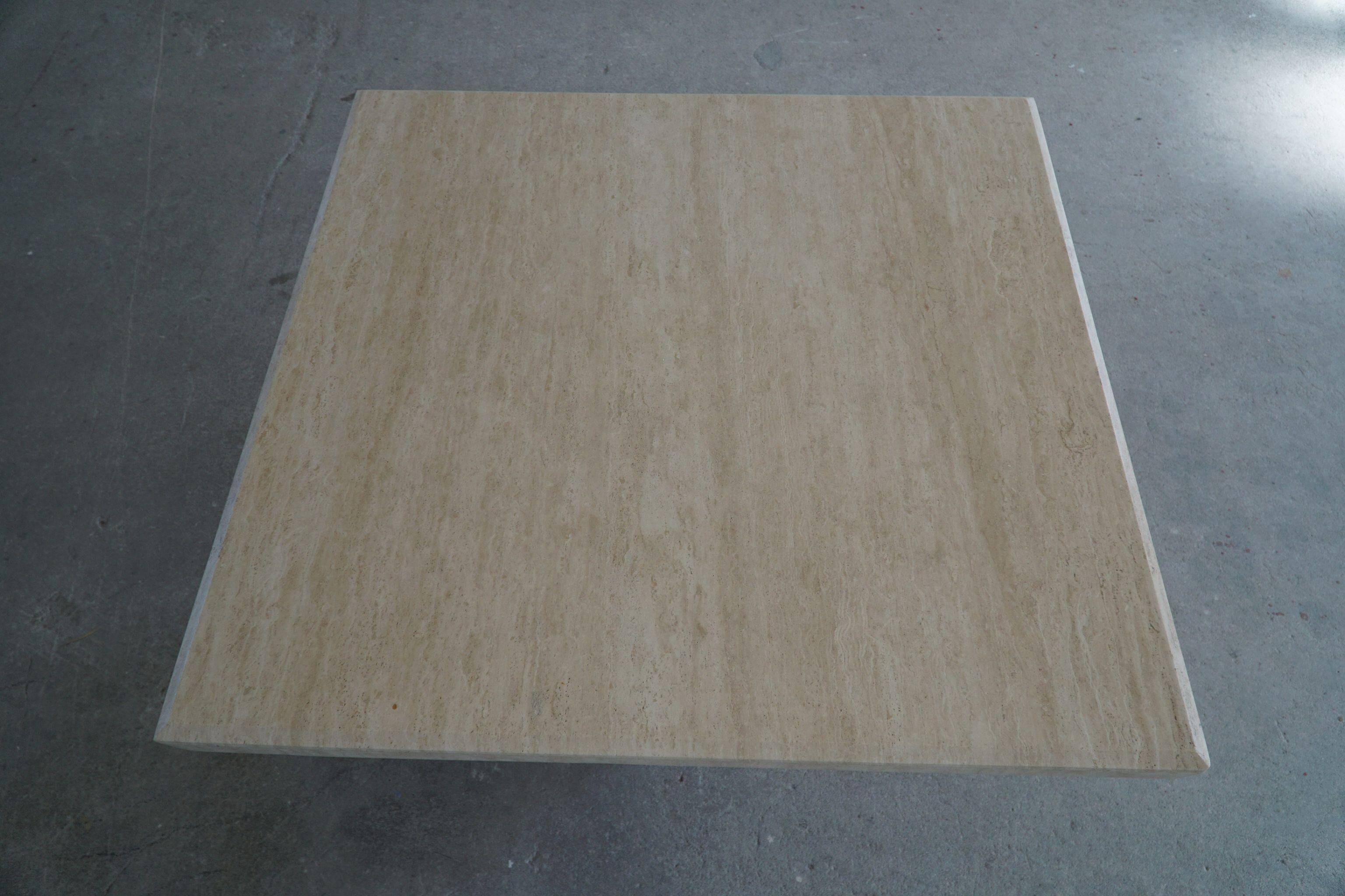 Vintage Scandinavian square dining table in white marble, 1980s.