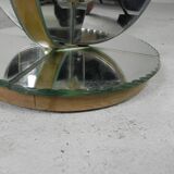 Art Deco coffee table, side table, with mirror glass and walnut veneer, 1930s