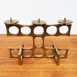 Brutalist metal candlestick from the mid-century by Heinz Goll