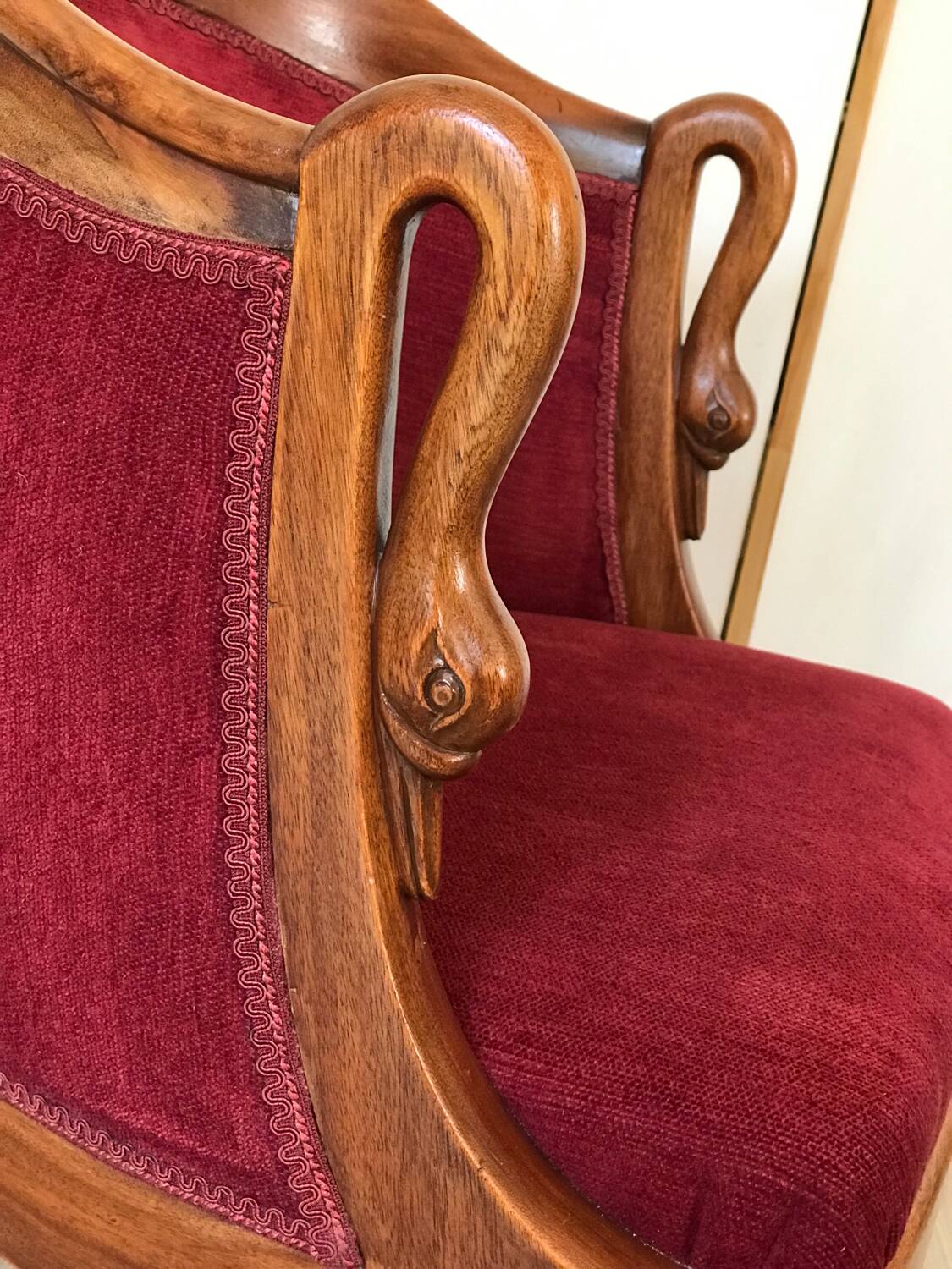 Empire-style armchair with swan necks