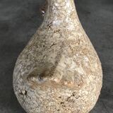 Poule in cracked and enamelled ceramic signed athezza