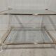Table basse laiton, verre biseauté et altuglas