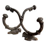 Pair of old cast iron coat hooks