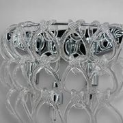 Pair of Art Deco Half-Moon Wall Lights/Hot Water Bottles in Glass & Metal Links