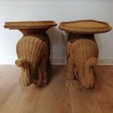 Pair of rattan sofa ends or elephant bedside tables