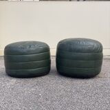 Two poufs or pieces of sofas in leather patchwork