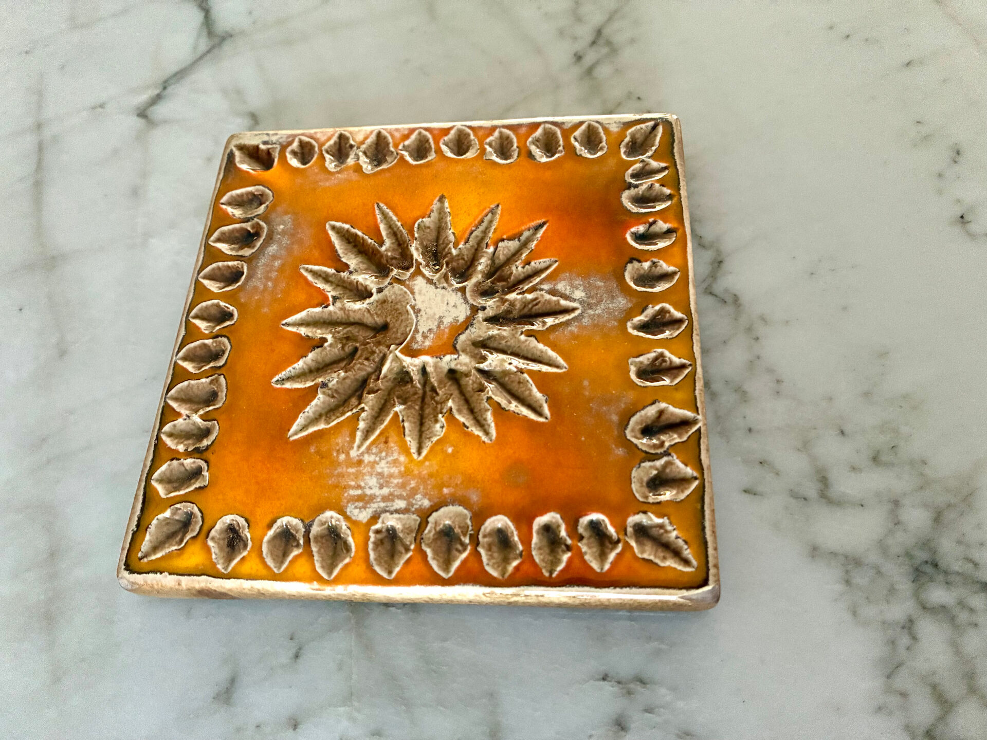 Decorative ceramic tile 1950/1960 by Périgordine pottery