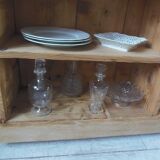 Vintage craft furniture on casters in pitch pine, 6 lockers.