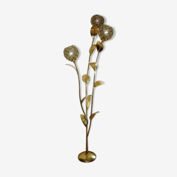 Floral lamp brass gold and mother-of-Pearl work french 70's