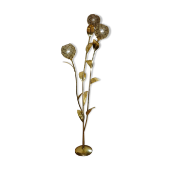 Floral lamp brass gold and mother-of-Pearl work french 70's