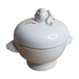 White enamelled ceramic candy box