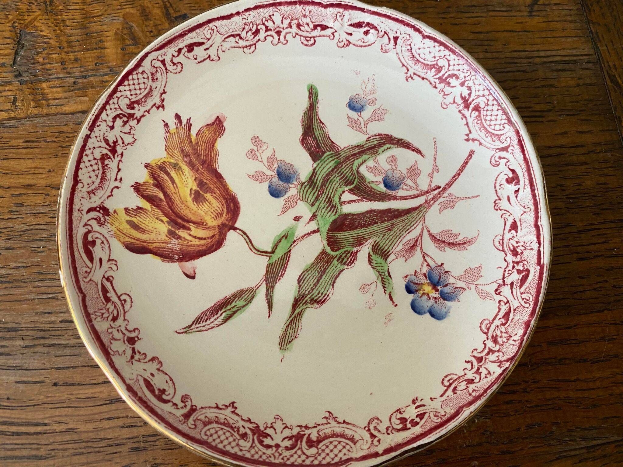 2 cups Sarreguemines U&C in fine earthenware decorations yellow and blue flowers