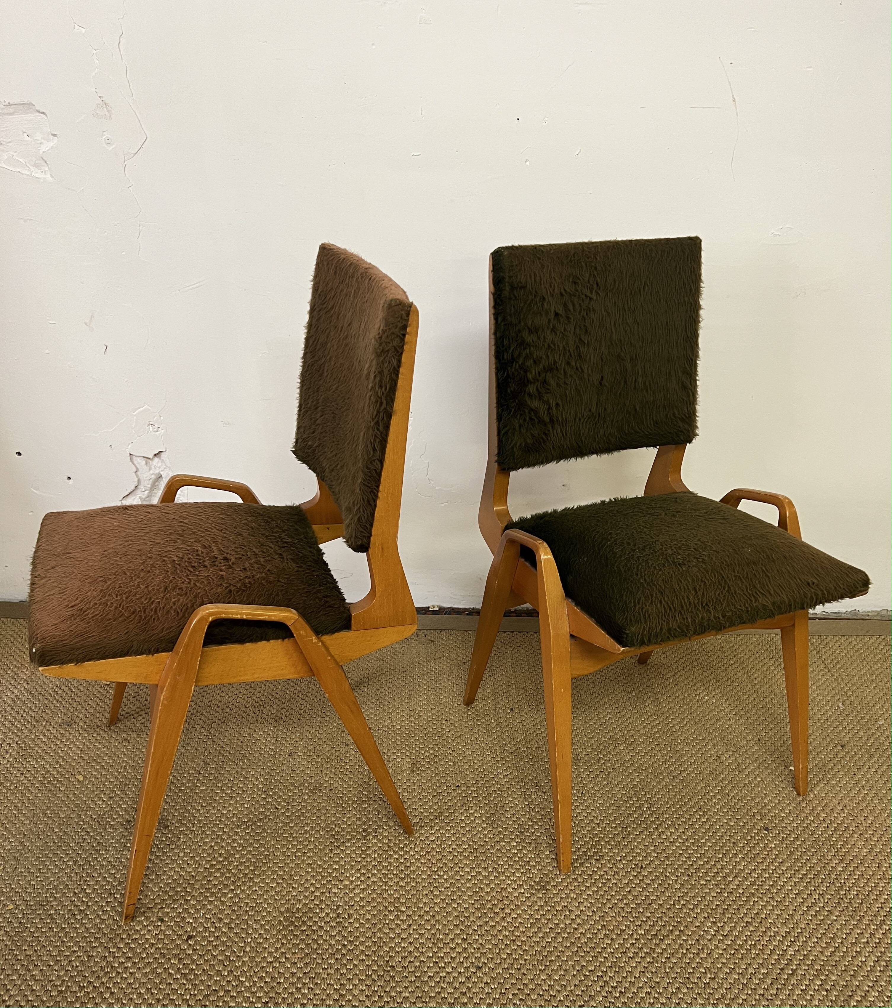 Paire de chaises vintage Maurice Pré des années 50