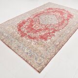 7x10 Faded Red Area Vintage Persian Rug, 199x311 Cm