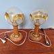 Pair of wooden and blown glass lamps, Honsel Leuchten, 1970s