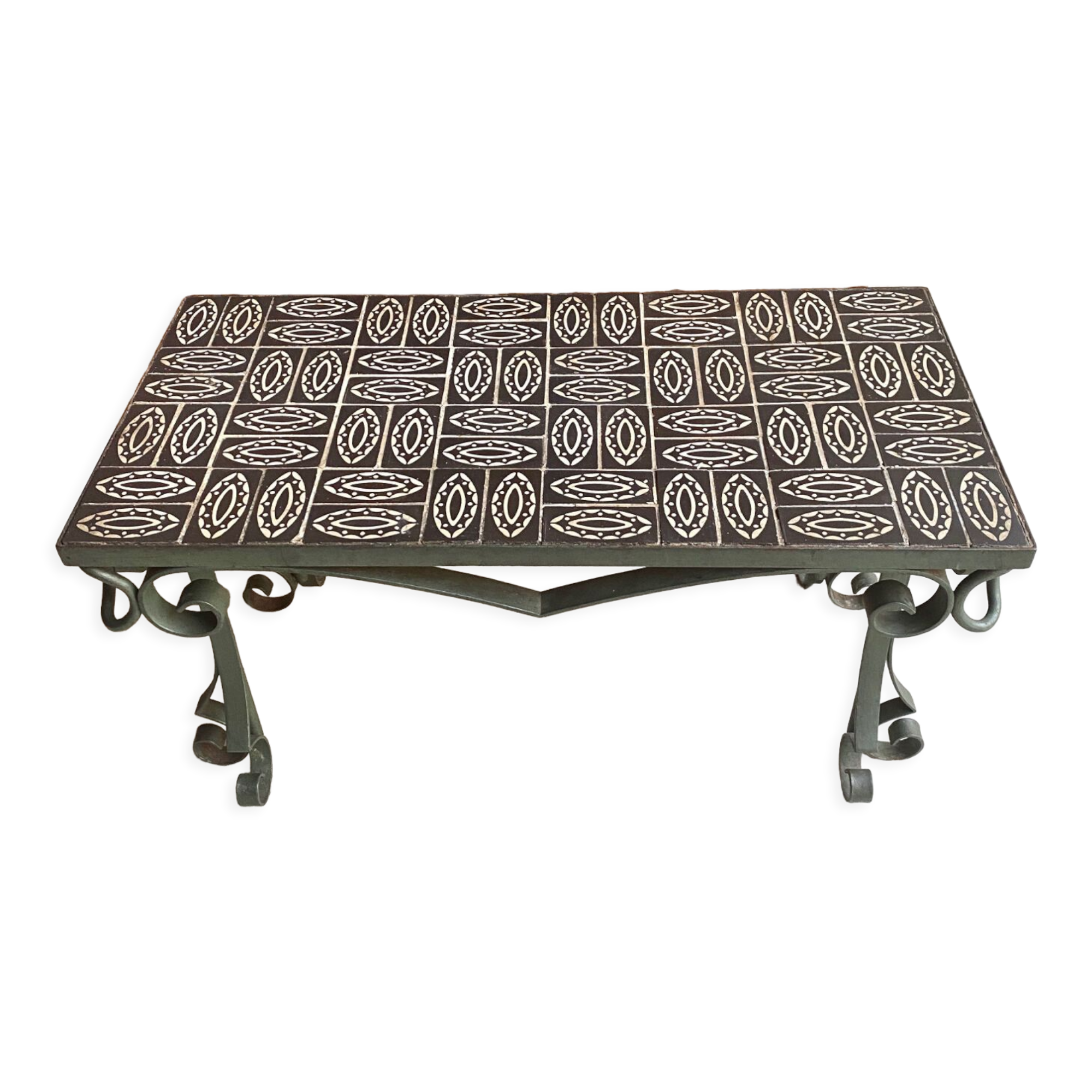 Ceramic wrought iron coffee table