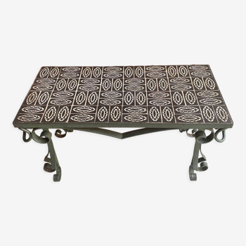 Ceramic wrought iron coffee table