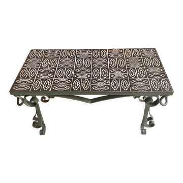 Table basse fer forgé céramique