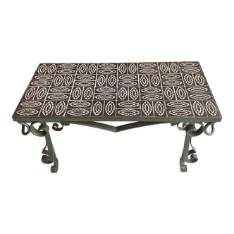Ceramic wrought iron coffee table