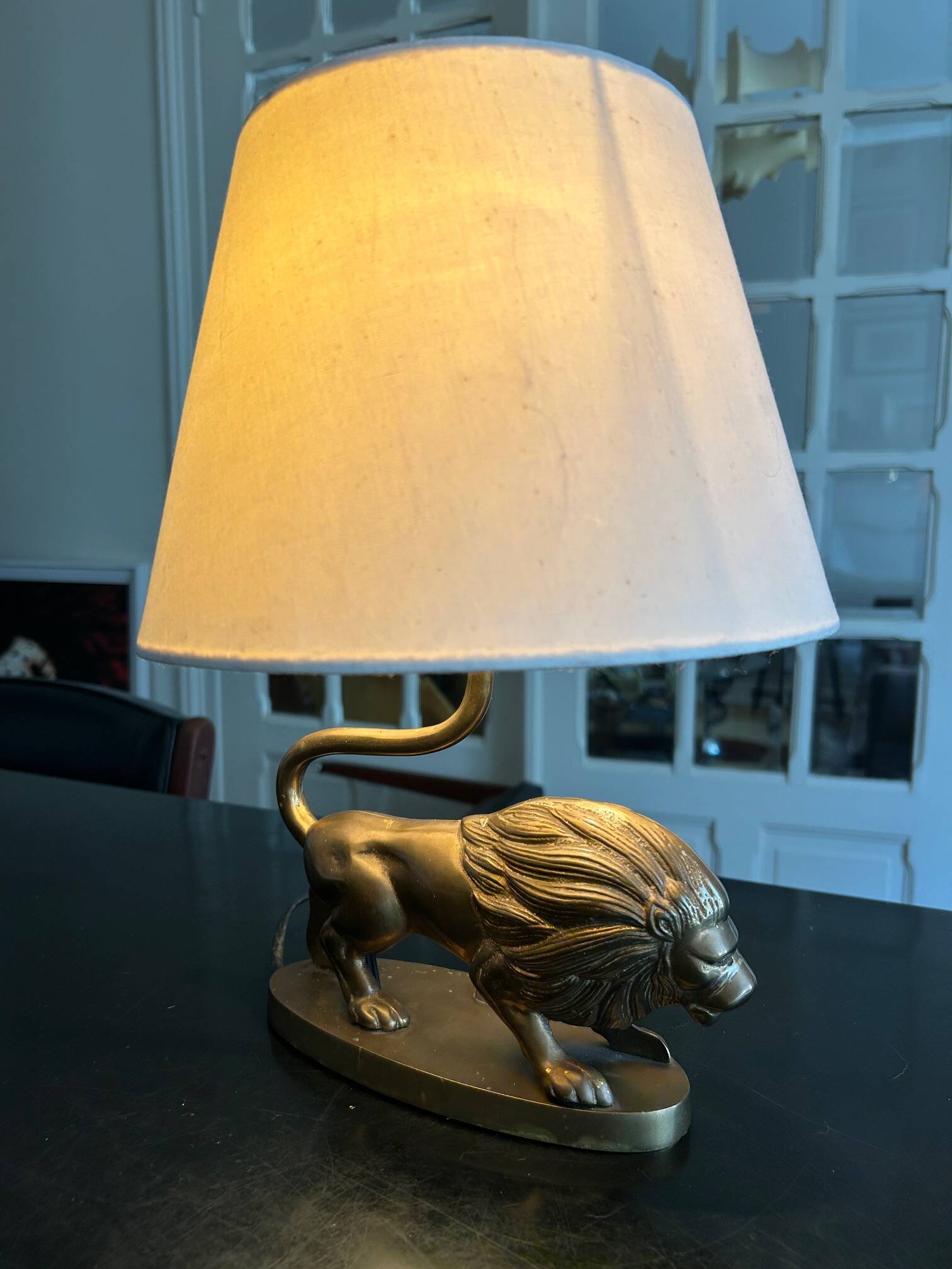 vintage brass lamp "Lion"