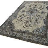 Handmade distressed oriental 1980s 203 cm x 324 cm grey rug