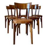 Bistro Wood Chairs, Set of Six, Italy 1950