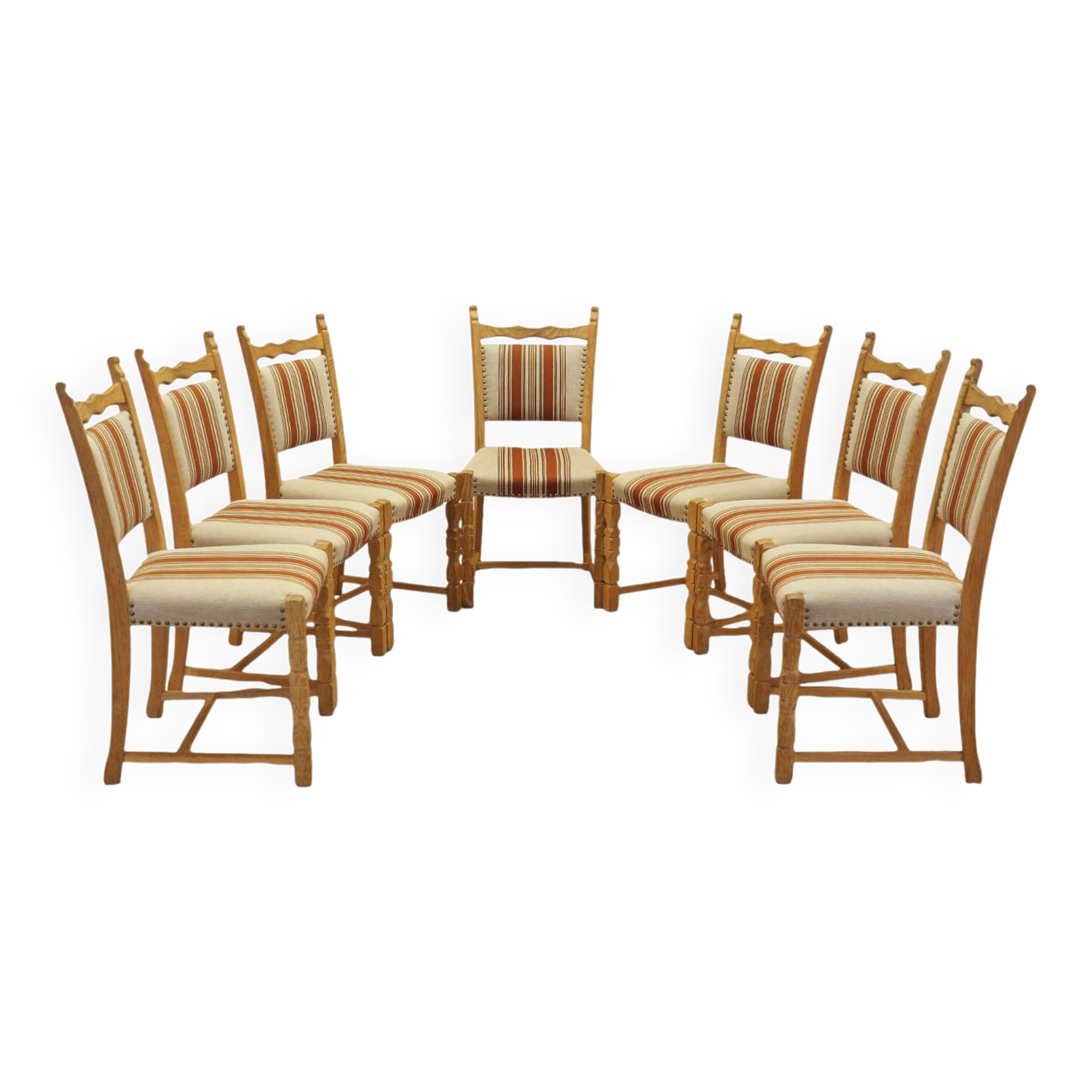 Henning Kjærnulf dining chairs, oak, Danish design, 1960s