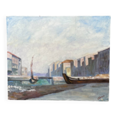 Oil on canvas "a small quiet port" 1980s