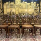 Set of 8 Louis Philippe cane chairs - caned in oak