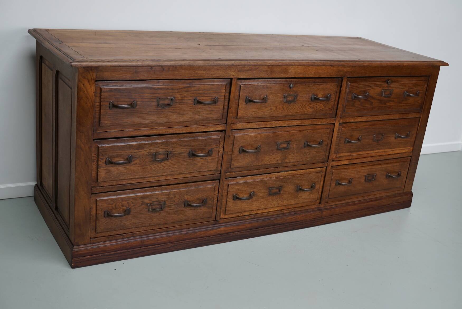 Antique French Oak Apothecary / Filing Cabinet / Kitchen Island, 1920/30s