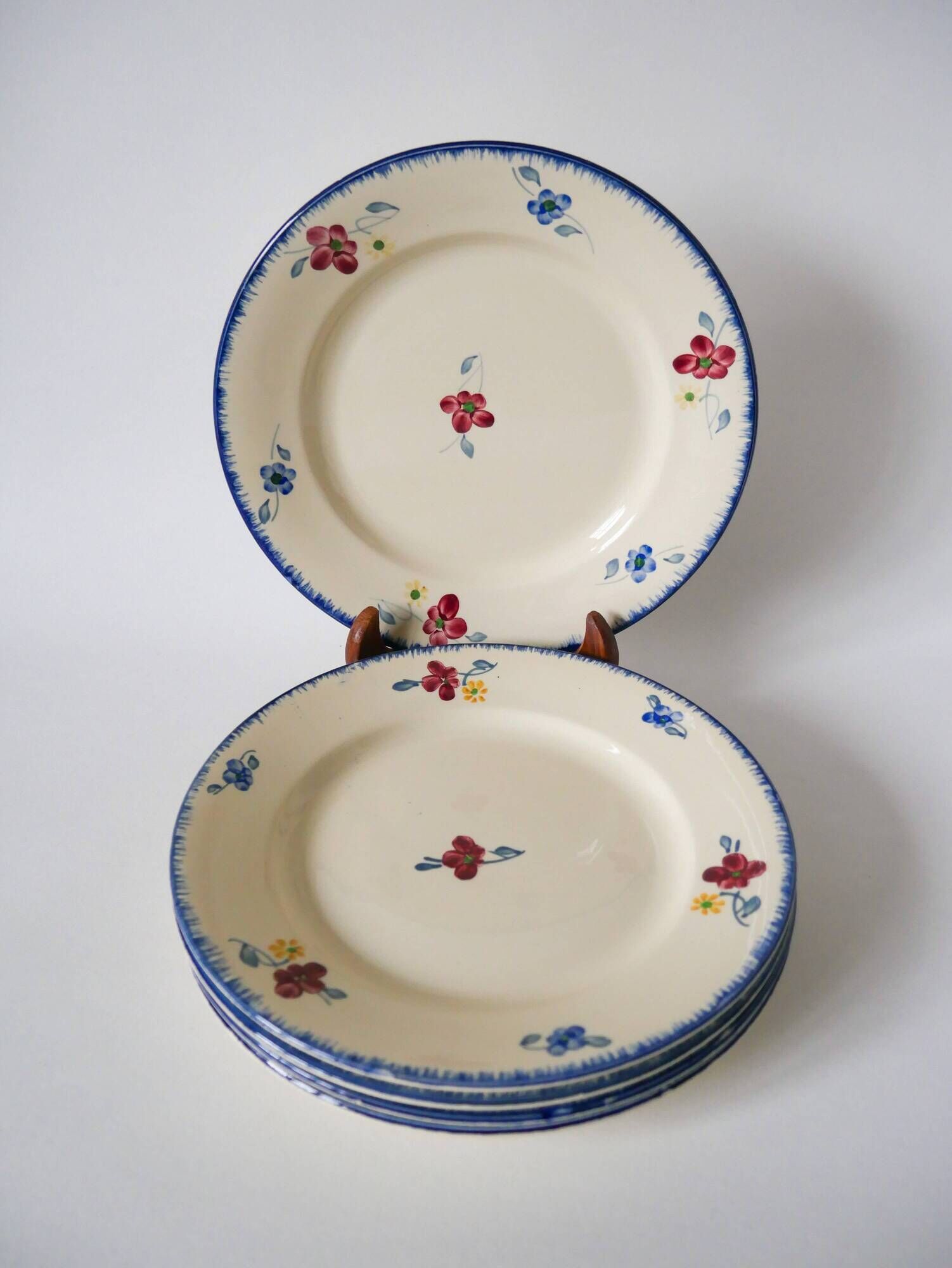Lot of 5 digoin sarreguemines flat plates model "mary-lou" 1940