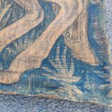 Burlap painted medieval hunting scene circa 1950 by André Pierre BOURBIOUX called "Boul"