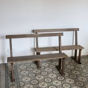 Pair of old wooden church benches – rustic chapel benches