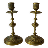 Pair of neoclassical brass candlesticks