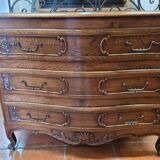 Curved chest of drawers in Louis XV style oak