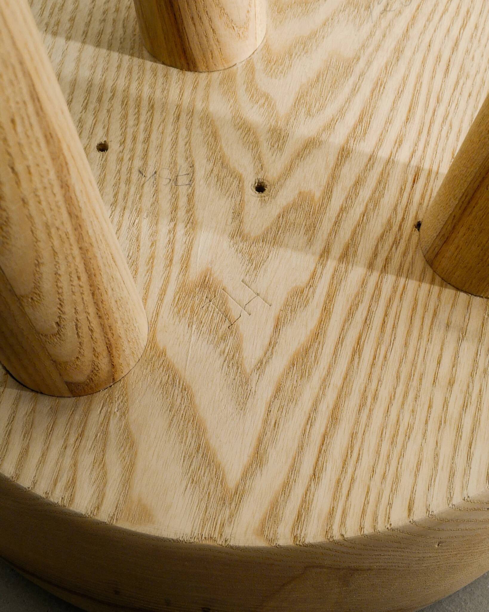 Vintage Swedish Ash Wooden Low Tripod Stool by Ingvar Hildingsson, 1970s