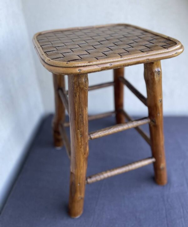 Tabouret châtaignier et bambou