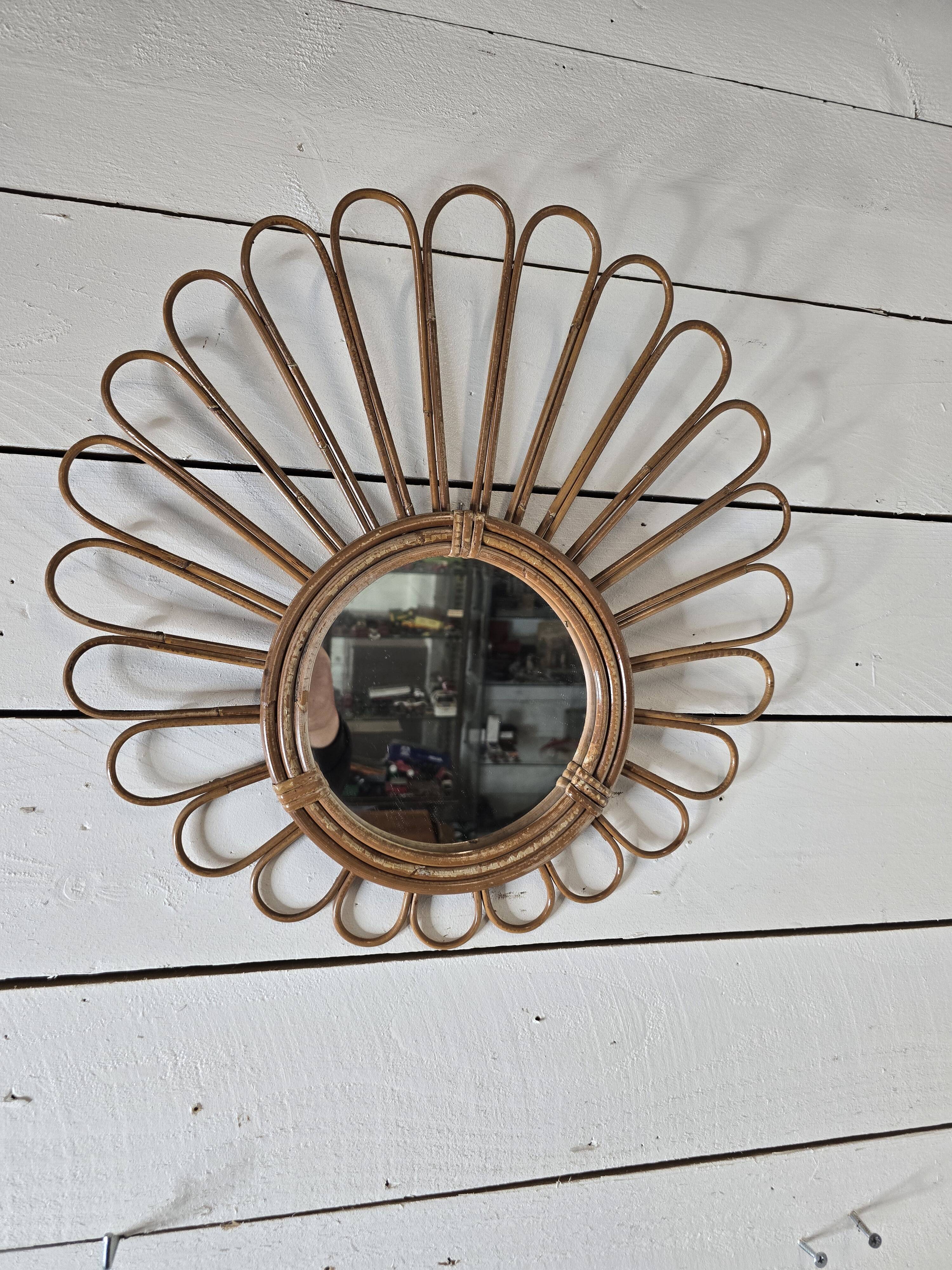 Rattan mirror from the 60s