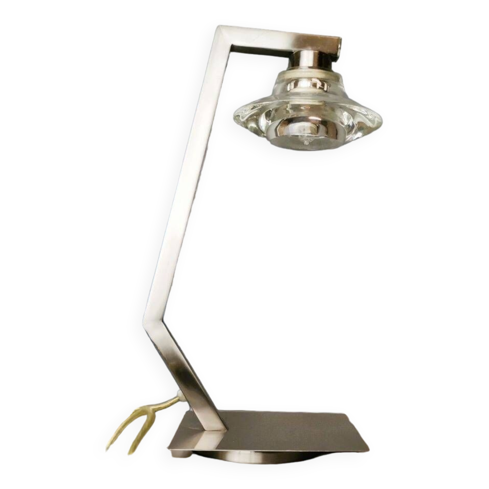 Chromed metal halogen dimmer desk lamp