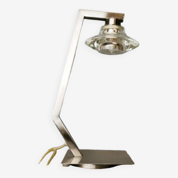 Lampe de bureau halogène en métal chromé à variateur