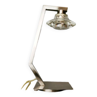 Lampe de bureau halogène en métal chromé à variateur