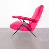 Velvet reclining armchair 1950