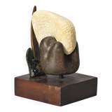 Free stone sculpture on wooden pedestal, V. Bee, 1998